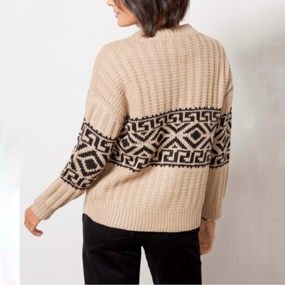Evereve Amalie Aztec Cardigan Tan & Black Size Large - Picture 2 of 11